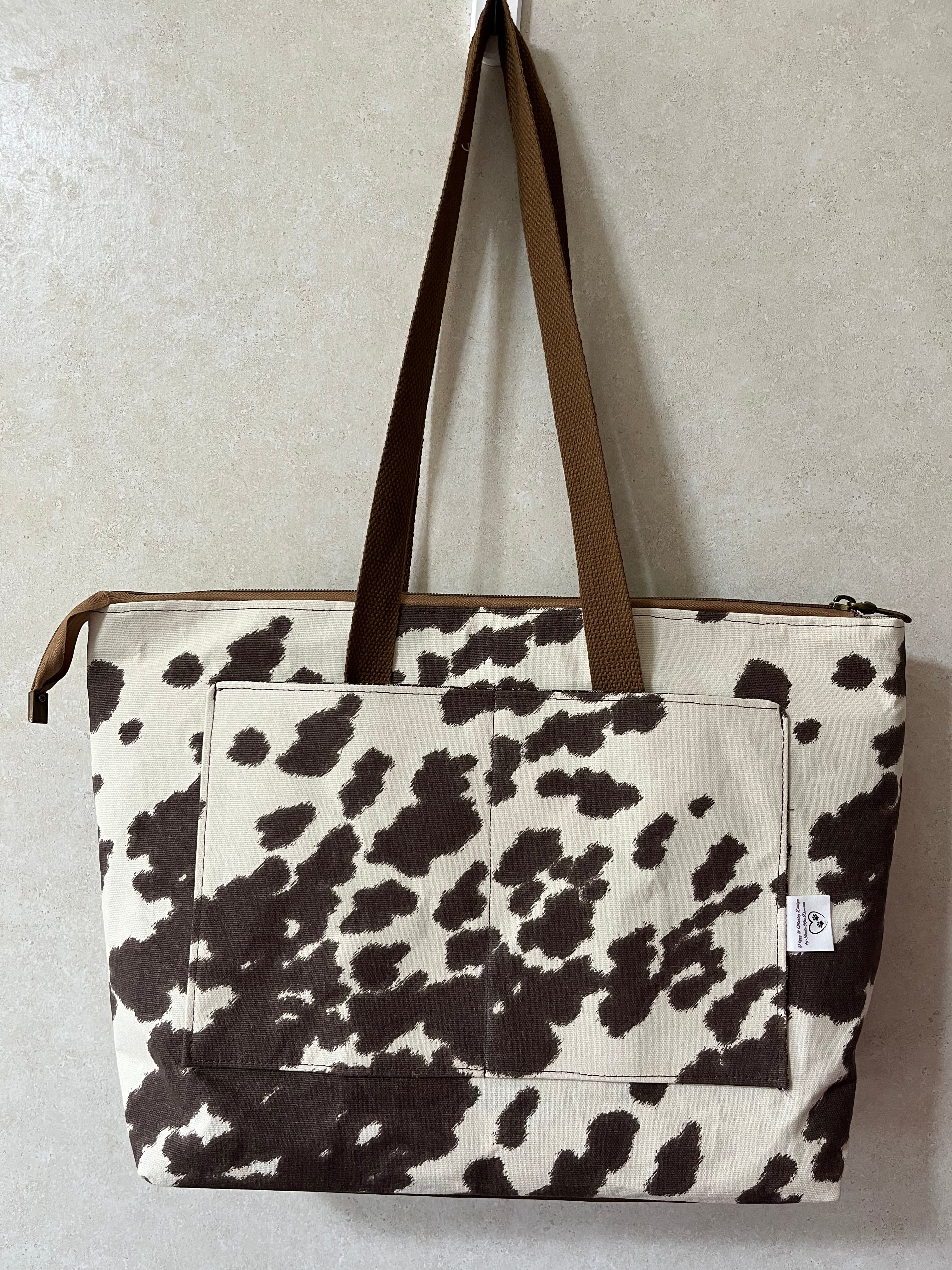 Handmade Canvas Cow print purse