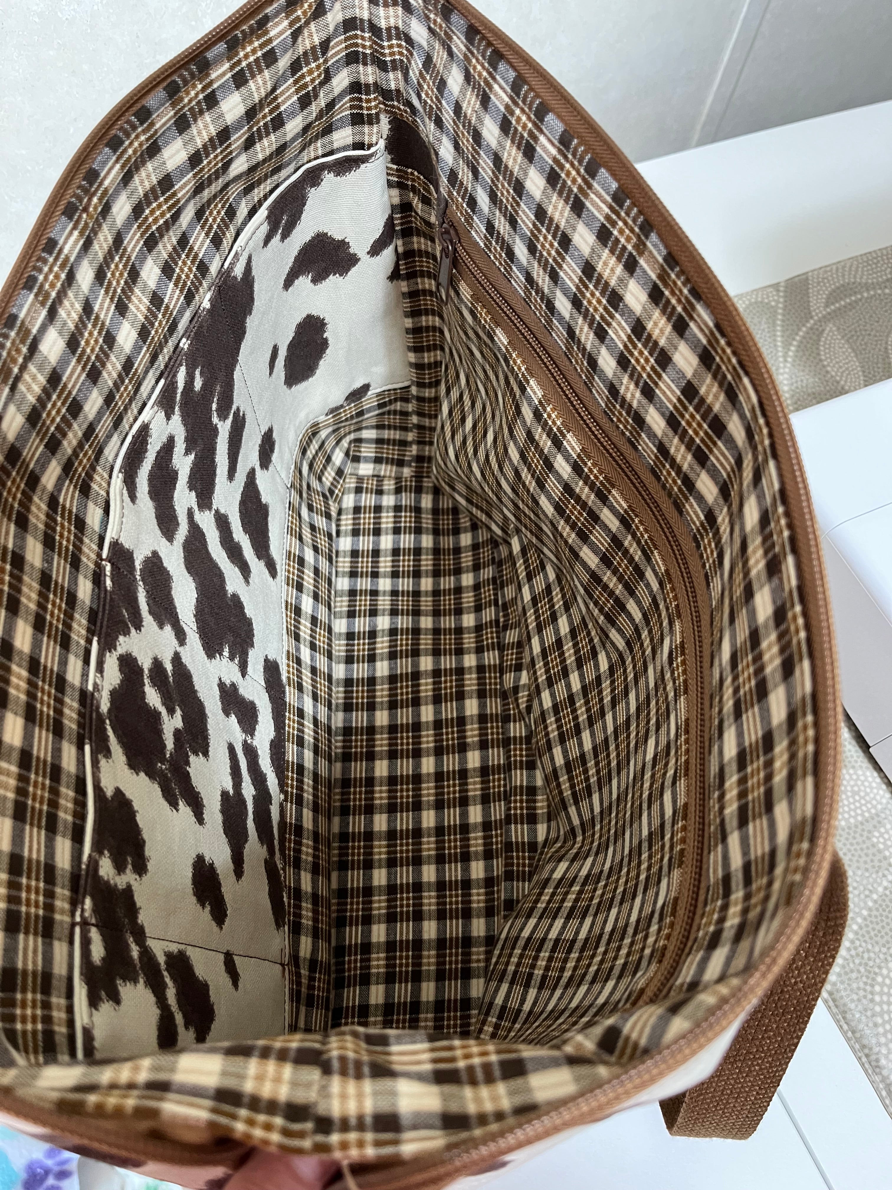 Handmade Canvas Cow print purse